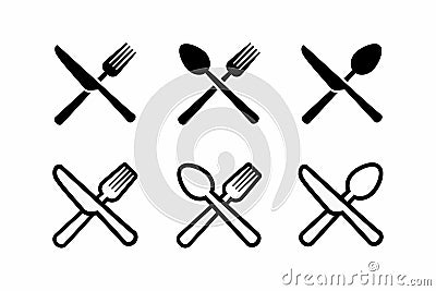 Simple And Clean Cross Spoon, Fork and Knife Vector Icon Vector Illustration