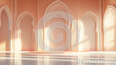 Simple clean islamic stage podium muslim background, copy space, product. Ramadan Stock Photo