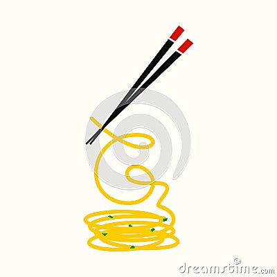 Initial G Noodle Chopstick logo Vector Illustration