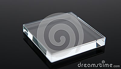 Clear acrylic block on a white surface, displaying material and minimalist design Generative AI Stock Photo