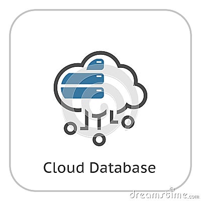 Simple Cloud Database Vector Line Icon Stock Photo