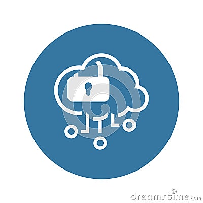 Simple Cloud Security Vector Icon Vector Illustration