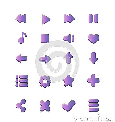 Simple collection of circle buttons for web, mobile player music Vector Illustration