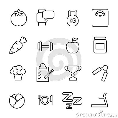 Simple collection of obesity related line icons. Vector Illustration