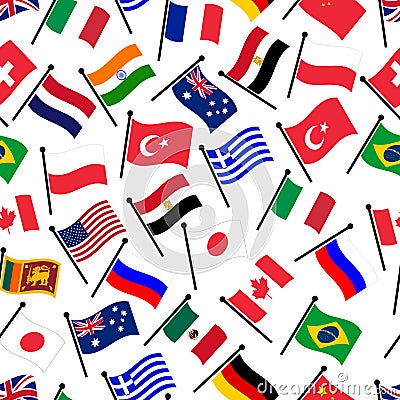 Simple color curved flags of different country seamless pattern eps10 Stock Photo