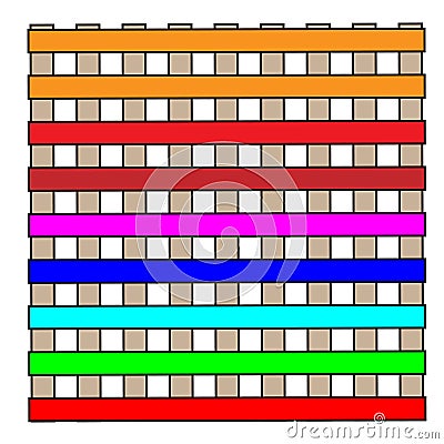 Simple colorful building with windows. Vector Illustration