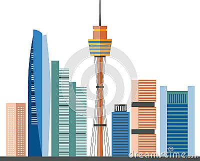 Simple colorful flat drawing of the city skyline of SYDNEY, AUSTRALIA Vector Illustration