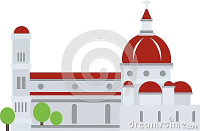 Simple colorful flat drawing of the CATHEDRAL OF SANTA MARIA DEL FIORE, FLORENCE Vector Illustration