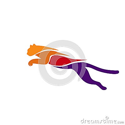 colorful tiger jump and run logo Vector Illustration