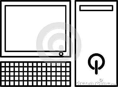 Simple Computer PC Personal Computer Icon or Logo Stock Photo