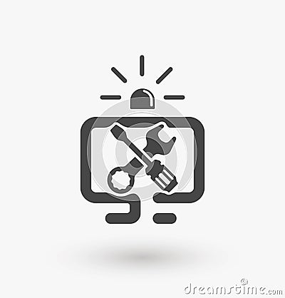 Simple computer service icon on white background. Simple computer service vector. EPS8. Vector Illustration