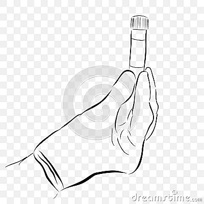 Simple Conceptual Hand Draw Sketch Vector, doctor hand holding plastic testing tube, at Transparent Effect Backgound Vector Illustration