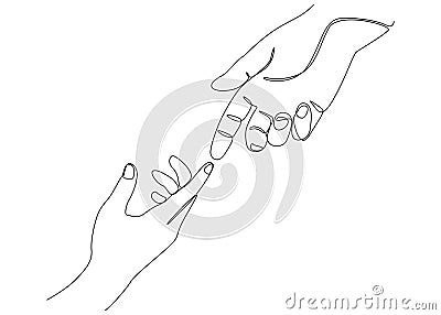 Simple continuous line drawing in shape of fingertip touch. Vector Illustration