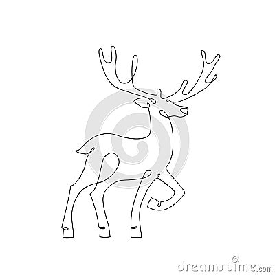 Simple contour art of minimal deer isolated on white background for gift, birthday, christmas winter template design Vector Illustration