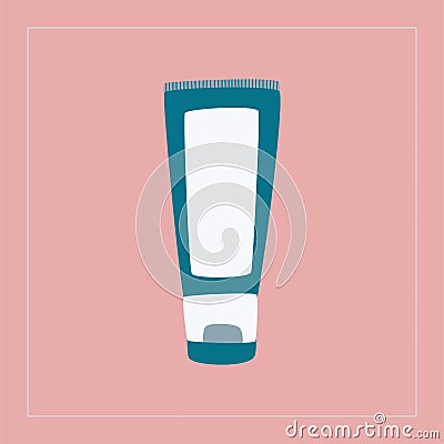 Simple cosmetic tube. Cream, foam, scrub, tooth paste, shampoo, gel. Natural organic cosmetics. Skin and body care. Vector Illustration