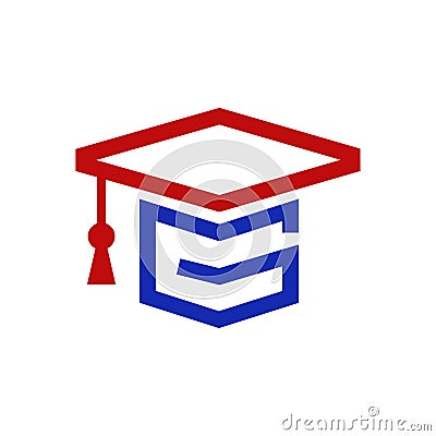 Simple creative educational logo G shape graduation cap Vector Illustration