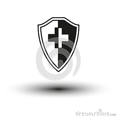 Simple cross shield icon. Vector illustration. EPS 10. Vector Illustration