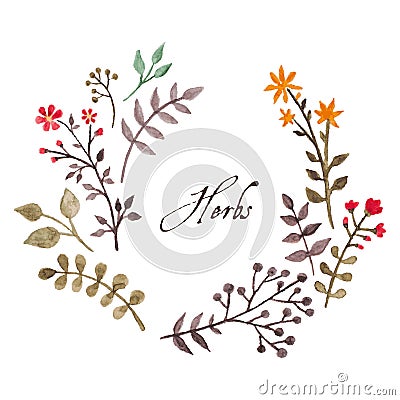 Simple and cute floral oval wreath Vector Illustration