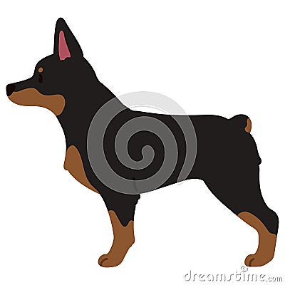 Simple and cute illustration of Doberman Pinscher in side view flat colored Vector Illustration