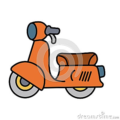 Simple cute orange motorcycle on white background Stock Photo