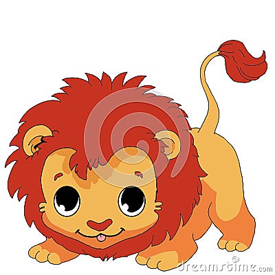 Simple cute playful lion vector clipart Stock Photo