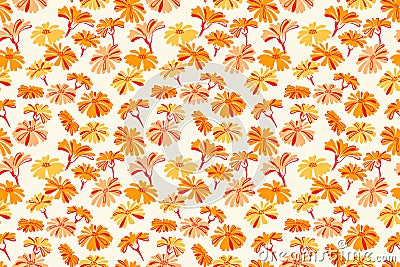 Simple cute summer abstract contour silhouette flowers, buds, burgeon seamless pattern. Vector hand drawn sketch flat. Vector Illustration