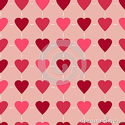 Simple and cute varicolored hearts seamless pattern. Vector illustration. Stylish Saint Valentine Day background. Vector Illustration