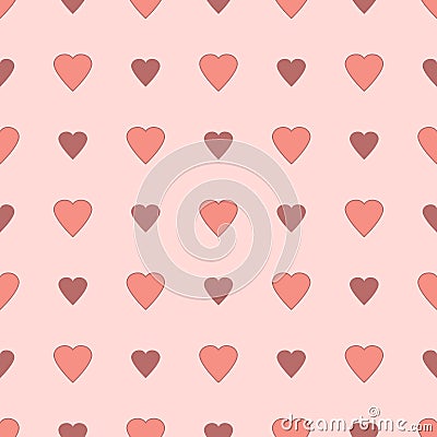 Simple and cute varicolored hearts seamless pattern. Vector illustration. Stylish Saint Valentine Day background. Vector Illustration