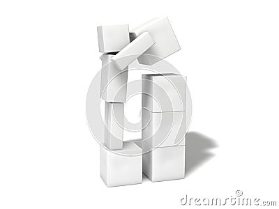 Simple 3d cubic character. Stock Photo