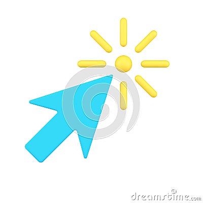 Simple 3d icon arrow cursor pointing link vector illustration. Modern mouse pointer clicking Vector Illustration