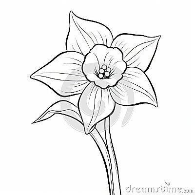 Simple Daffodil Flower Coloring Page For Kids Stock Photo