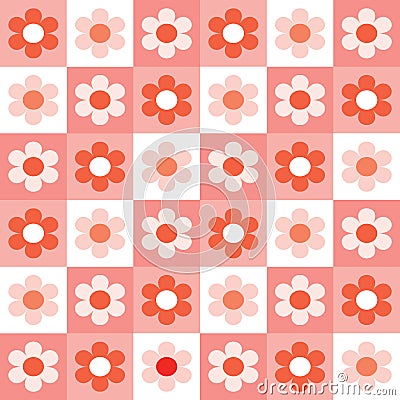 Simple daisy vector design on coral background. Vector Illustration