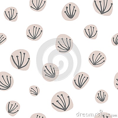 Simple dandelion seamless pattern. Scandinavian style. Cute dandelion seed. Organic background Cartoon Illustration