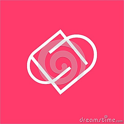 simple DD, PP, DP, PD initials line art company vector logo with heart shape Vector Illustration