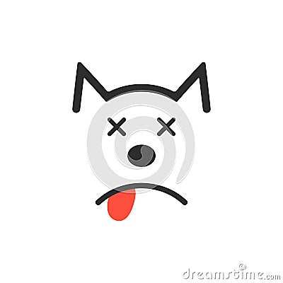 Simple dead dog icon Vector Illustration