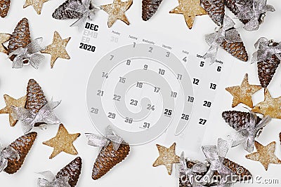 Simple December 2020 monthly calendar Stock Photo
