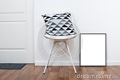 Simple decor objects and art poster mock-up Stock Photo