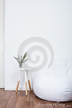 Simple decor objects, minimalist white interior Stock Photo