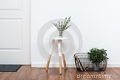 Simple decor objects, minimalist white interior Stock Photo