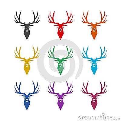 Simple deer icon, color set Vector Illustration