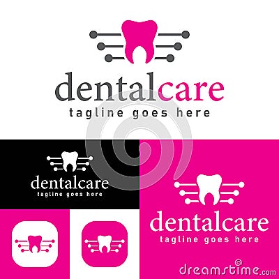 Simple dental care logo. Creative concept, teeth treatment. Minimalistic Vector Illustration. Modern logotype Vector Illustration