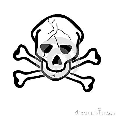 Simple design of illustration skull on white background Cartoon Illustration