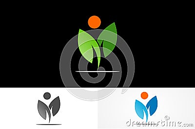 People leaf logo Vector Illustration