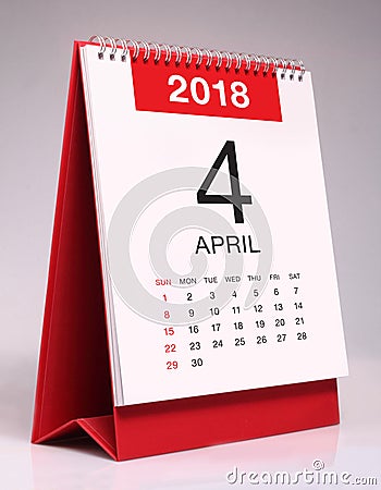Simple desk calendar 2018 - April Stock Photo