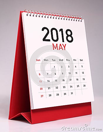 Simple desk calendar 2018 - May Stock Photo