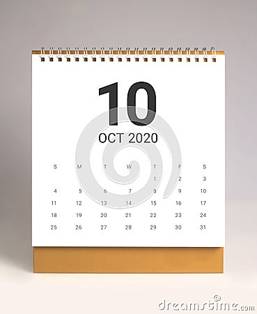 Simple desk calendar 2020 - October Stock Photo