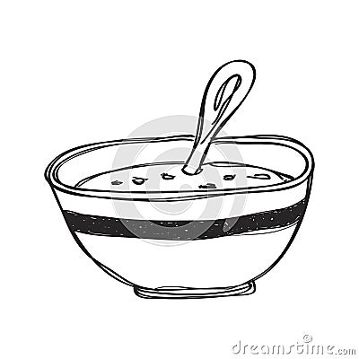 Simple doodle of a bowl of soup Stock Photo