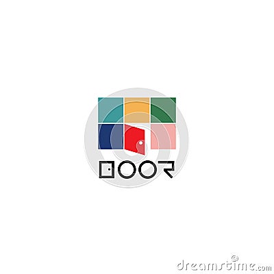 Simple Door Opened Logo Design Template Stock Photo