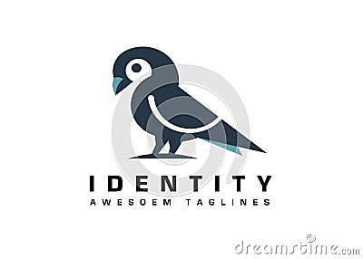 Simple dove or pigeon bird logo design Vector Illustration