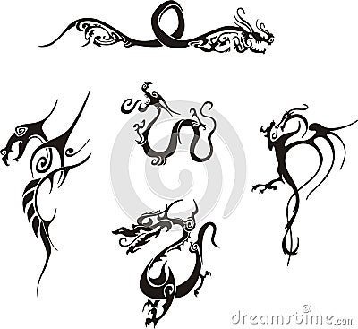 Simple dragon tattoos Vector Illustration